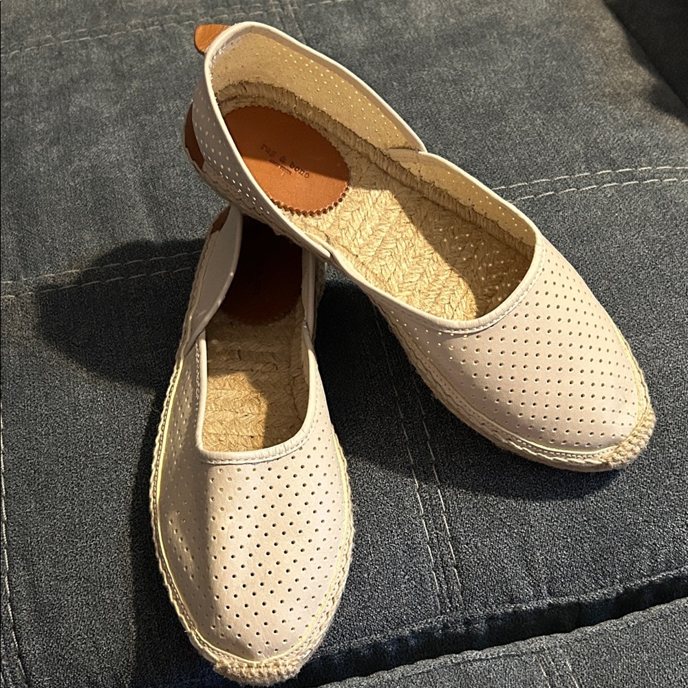 rag & bone Cream Perforated Espadrilles